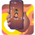 Cartoon fire horse character wearing street clothes for Chinese new year mobile wallpaper