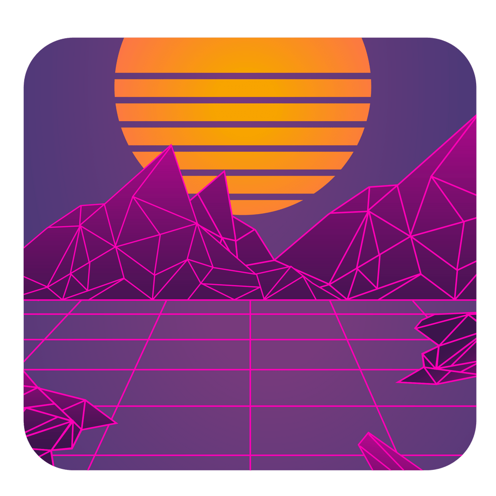 digital landscape with retro rising sun mobile wallpaper