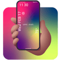 Multi color mobile wallpaper that says "Love > Hate"