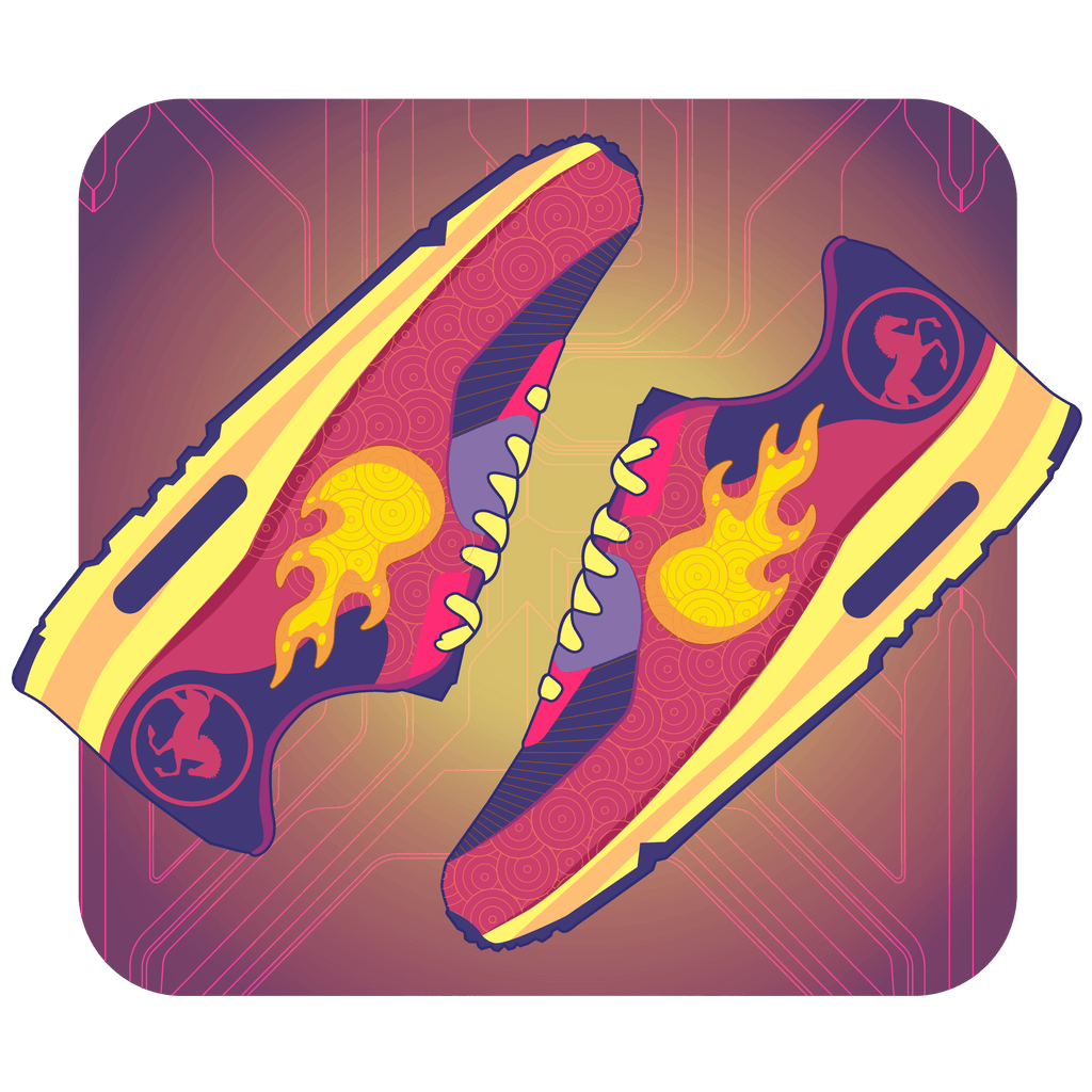 Floating sneakers in digital environment for Chinese new year