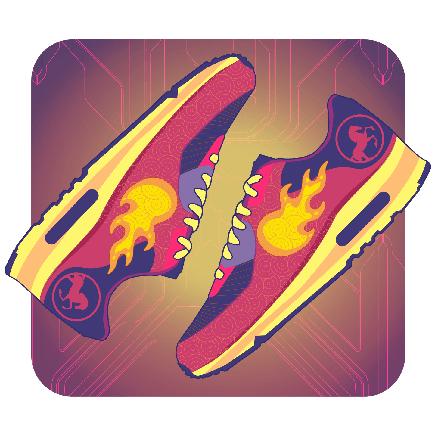 Floating sneakers in digital environment for Chinese new year