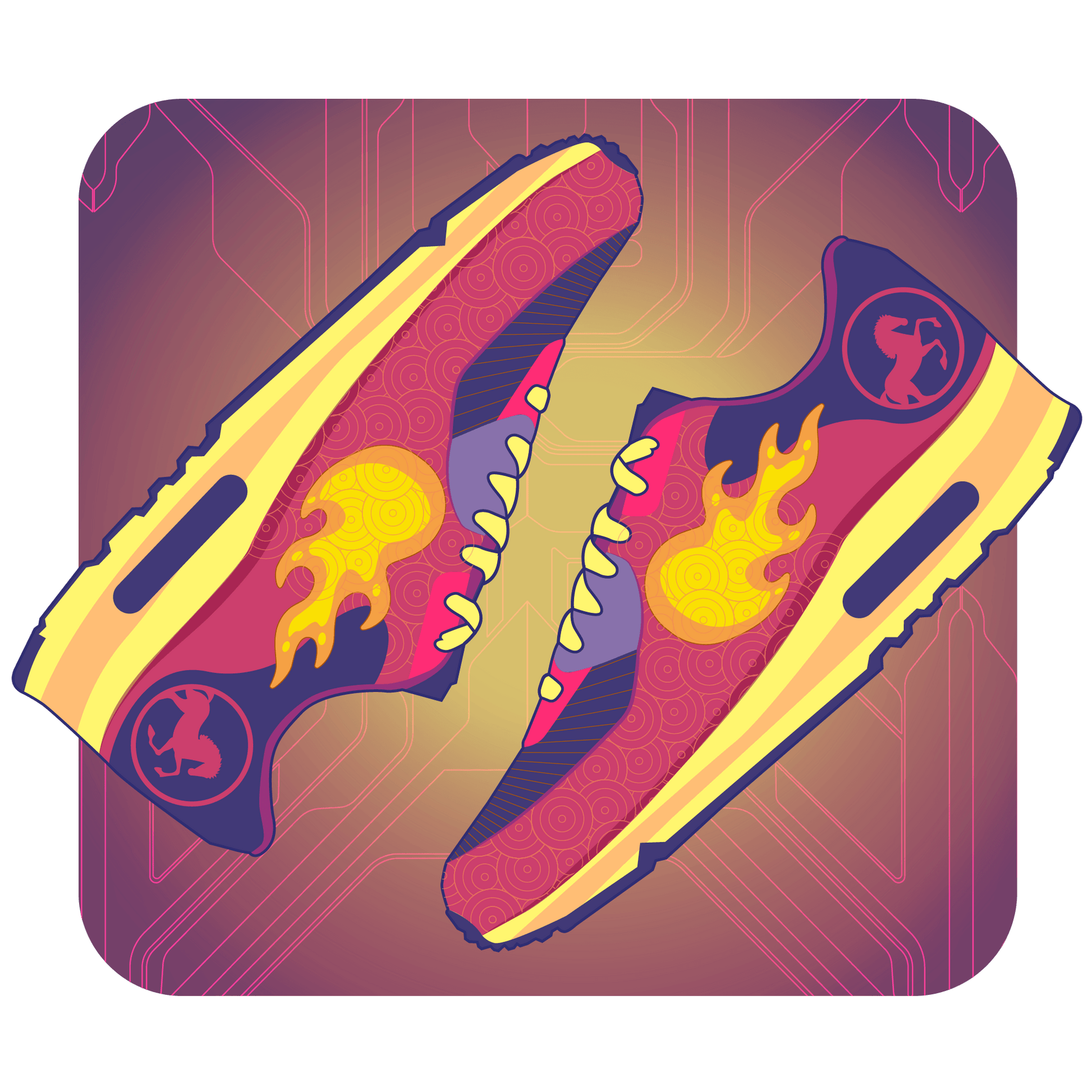 Floating sneakers in digital environment for Chinese new year